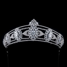 Luxury All CZ Cubic Zirconia Classical Queen Wedding Tiara Crown For Women
