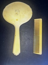 1950s Celluloid Vanity Set Hand Mirror Hair Comb No Missing Teeth Large
