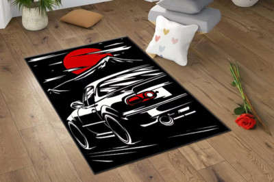 JDM Car Tuners Rug - Japanese Racing Rug, Room Decor, Gift for Him, Boys Room