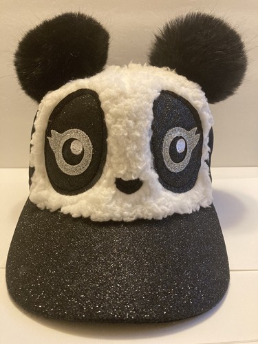 Baseball Cap Hat Black White Pom Poms 