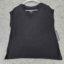 Tahari Shirt Womens Small Sleeveless V Neck Black