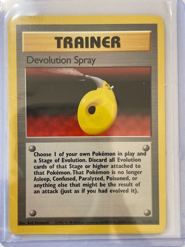 DEVOLUTION SPRAY Card BASE Set 72 102 RARE Pok mon LP Unlimited Pokemon 