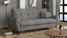 Kaya Sofa Bed with Storage Grey Brown Beige Fabric Sleeper Settee Guest Bed New