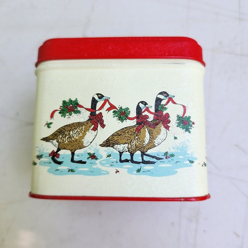 "Prensa de popurrí lata de ganso de Navidad 4"" cuadrada con posavasos pato de vacaciones vintage" - Imagen 5 de 6