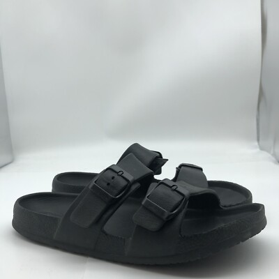 Shade Shore Womens Neida EVA Two Band Footbed Slide Sandals Black Size  Vegan