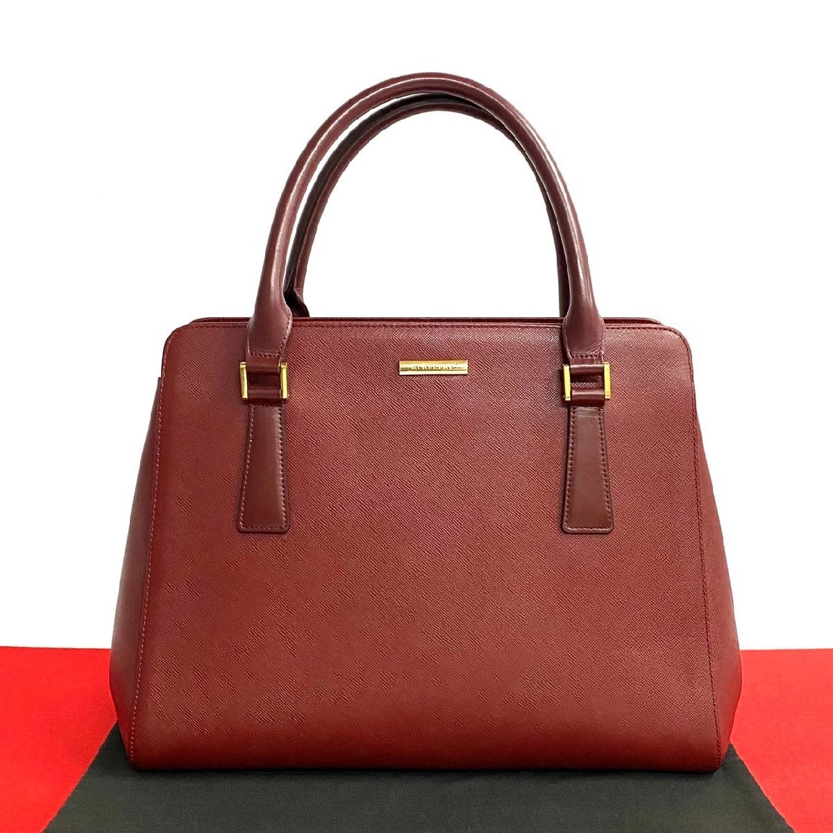 Rare BURBERRY Nova Check Leather Leather Logo Metal Fittings Handbag Mini T