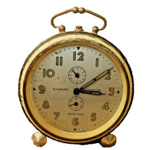 Vintage Bayard Stentor Repetition French Alarm Clock Wind-Up Cream Case 1950s