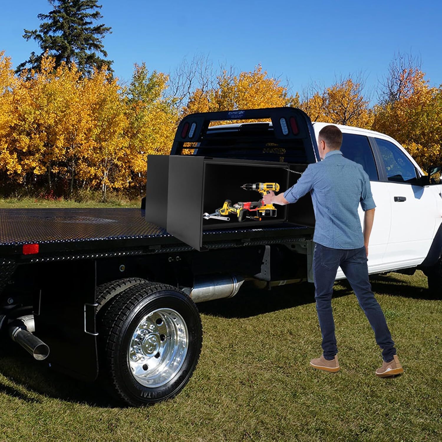36" x 18" x 18" Steel Underbody Tool Box W/ Barn Door Heavy Duty Truck Organizer