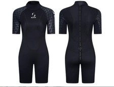 ZCCO Wetsuit Women's Scuba Diving Short Black Gray Shorty Size Medium-NWT