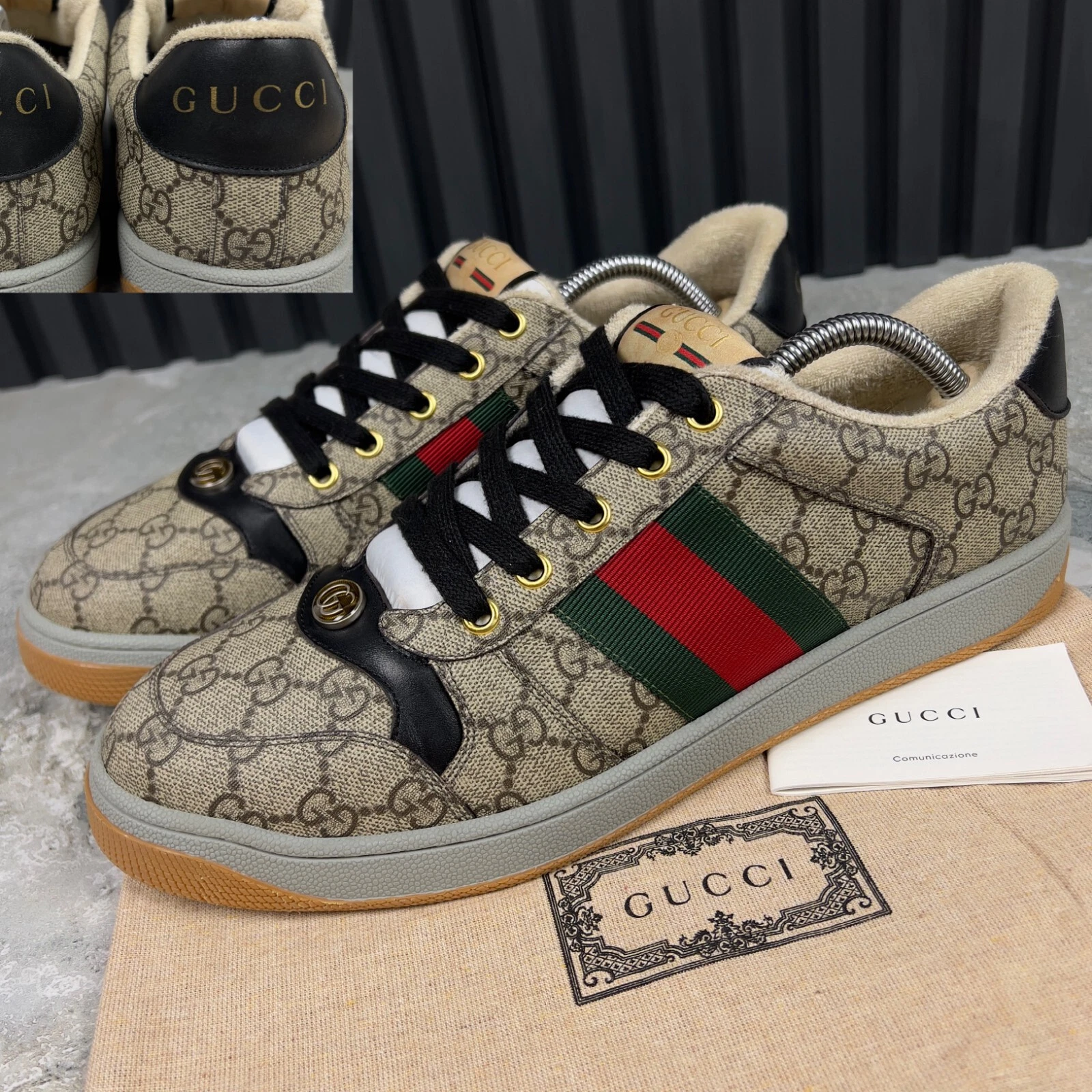 PRIX CONSEILLÉ GUCCI Screener Web GG Supreme Baskets Beige Cuir 11 G 11,5 US