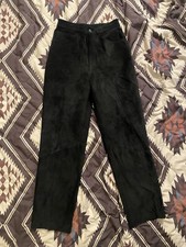 Scully Western Wear Suede Leather Pants Black Women  s Size 26  x28  NWOT