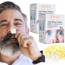 2 X Nose and Ear Hair Waxing Kit, Hair Removal Set for Men & Women with 50g Wax