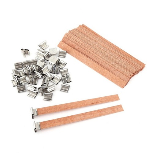 100PCS DIY Wooden Candle Wicks Core Iron Sustainer for Candle Making Supplies US - Picture 4 of 12