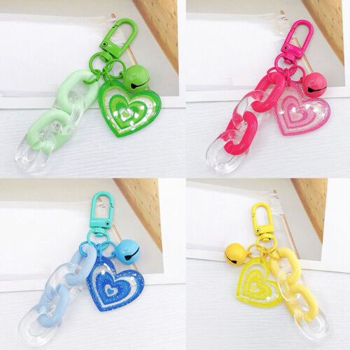 Creative New Love Heart Bell Car Keychain Pendant Acrylic Chain Cute KeychaYB - Picture 1 of 19