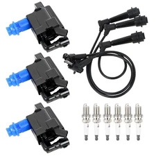 3PCS UF228 Ignition Coils + 6PCS Iridium Spark Plugs + 3PCS Wires Ignition Co...
