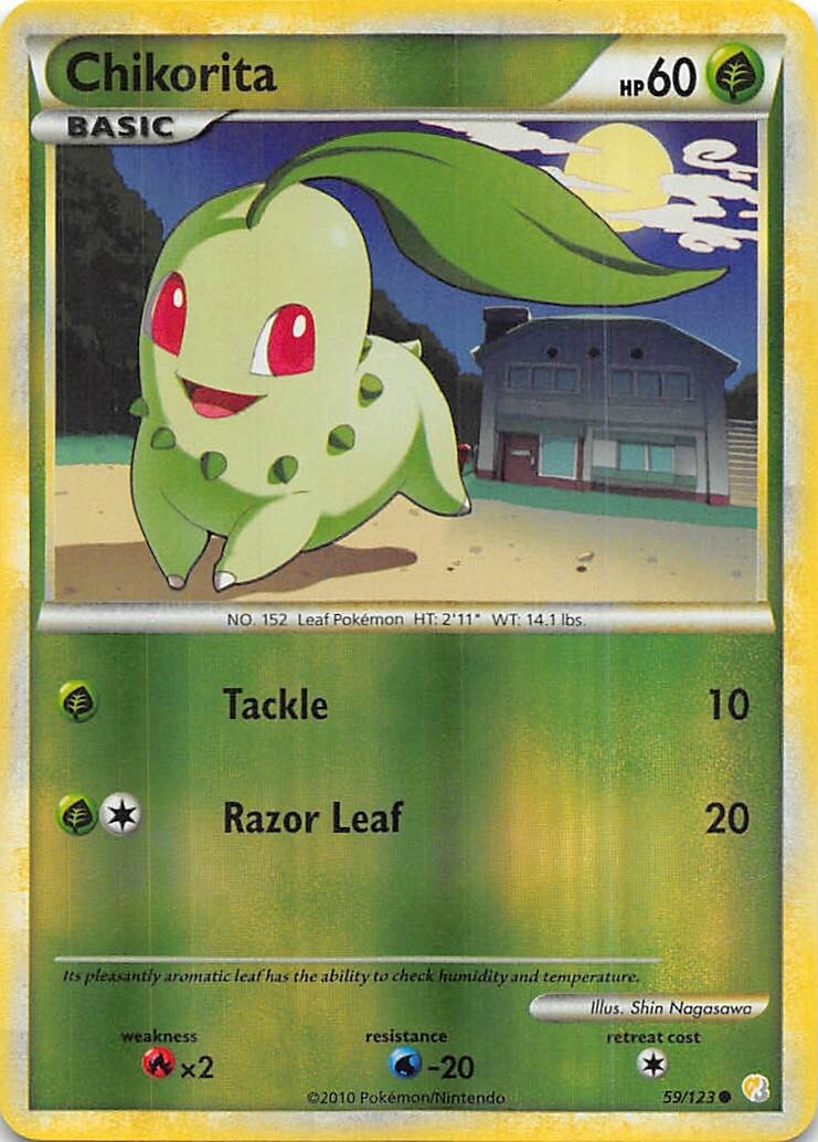 Chikorita 59/123 - REVERSE HOLO - HeartGold SoulSilver - 2010 Pokemon Card - LP