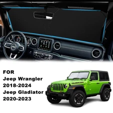 Custom For 2018-2025 Jeep Wrangler Gladiator Front Windshield Sun Shade Cover