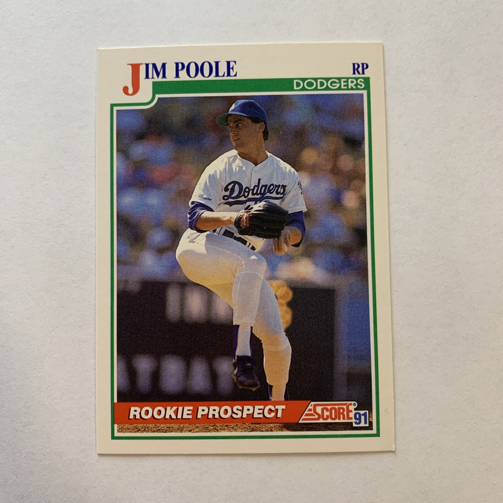 1991 Score Jim Poole RC Rookie #357 Los Angeles Dodgers 