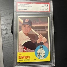 1963 Topps #542 Lou Klimchock Washington Senators Original Baseball Card PSA 8