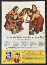 1939 Karo Syrup Thanksgiving Ad Dionne Quintuplets Turkey Color Vintage Print Ad