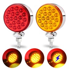 2x Led Dual Face Fender Turn Signal Side Marker Light Amberred Round Semi Truck 2x Led Dual Face Fender Turn Signal Side Marker Light Amberred Round Semi Truck