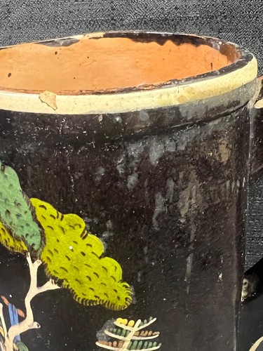 VTG RARE 1940s Hand-Painted Tlaquepaque Black Pitcher Colorful Scene MEXICO - Picture 10 of 22
