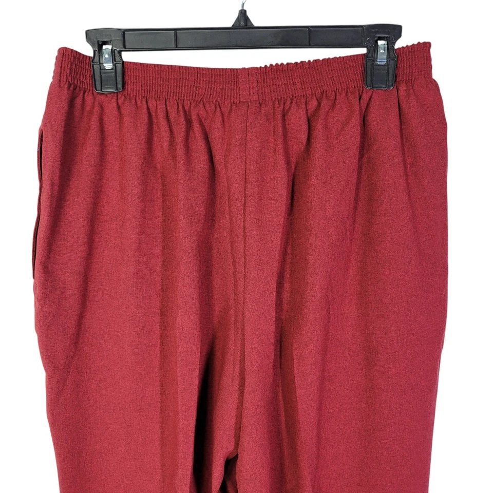 Bon Worth Womens Size PM Red Solid Elastic Waist Pull On Trouser Pants - Image 4 of 4