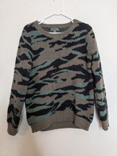 Barefoot Dreams Sweater Womens S Brown Camo Seaside Crew Neck Cozychic Fleece