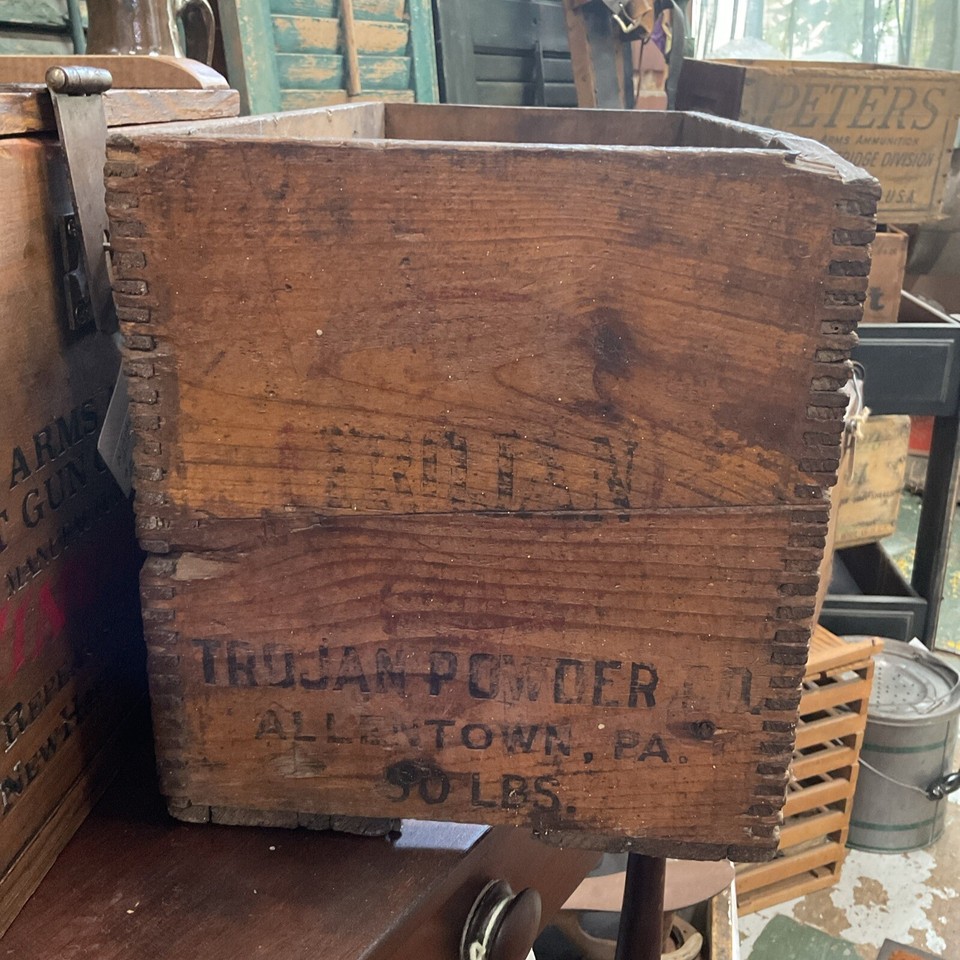 VINTAGE EXPLOSIVES DYNAMITE CRATE BOX TROJAN POWDER CO ALLENTOWN PA