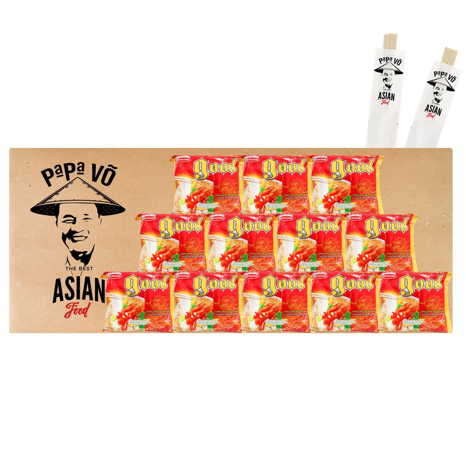 12x62g Acecook Glasnudeln Suppe TOM YUM Geschmack Instant Nudelsuppe Glasnudeln