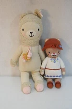 Lot of 2 Cuddle + Kind 20" Lola Llama & Chelsea Cat Knitted Stuffed animal Toy