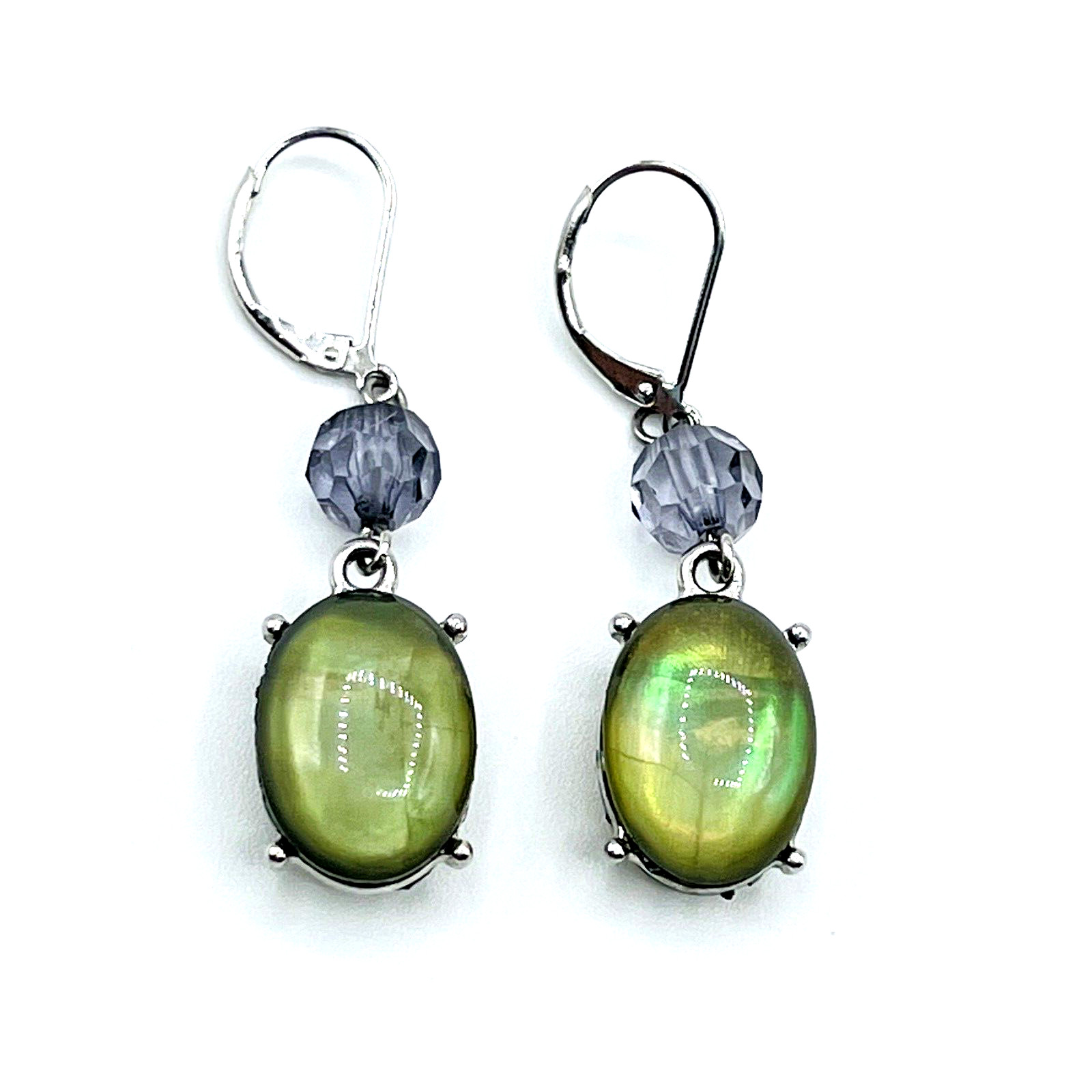 Abalone Shell with Lucite Dangle Drop Earrings Le… - image 1