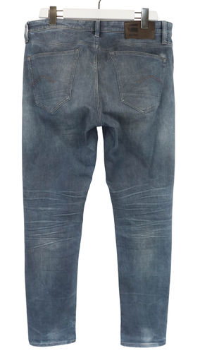 G-Star 3301 Slim Hommes Jeans W35/L32 Vieux Look Bleu Délavé Moustaches Touche - Bild 2 von 7