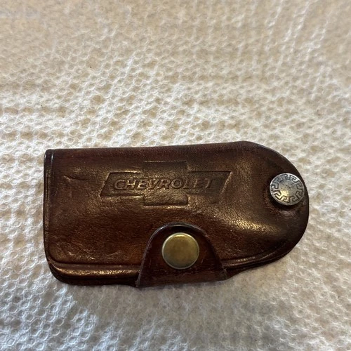 Vintage Chevrolet Dealer Truck Car Auto Leather Key Holder Keychain Akron Iowa