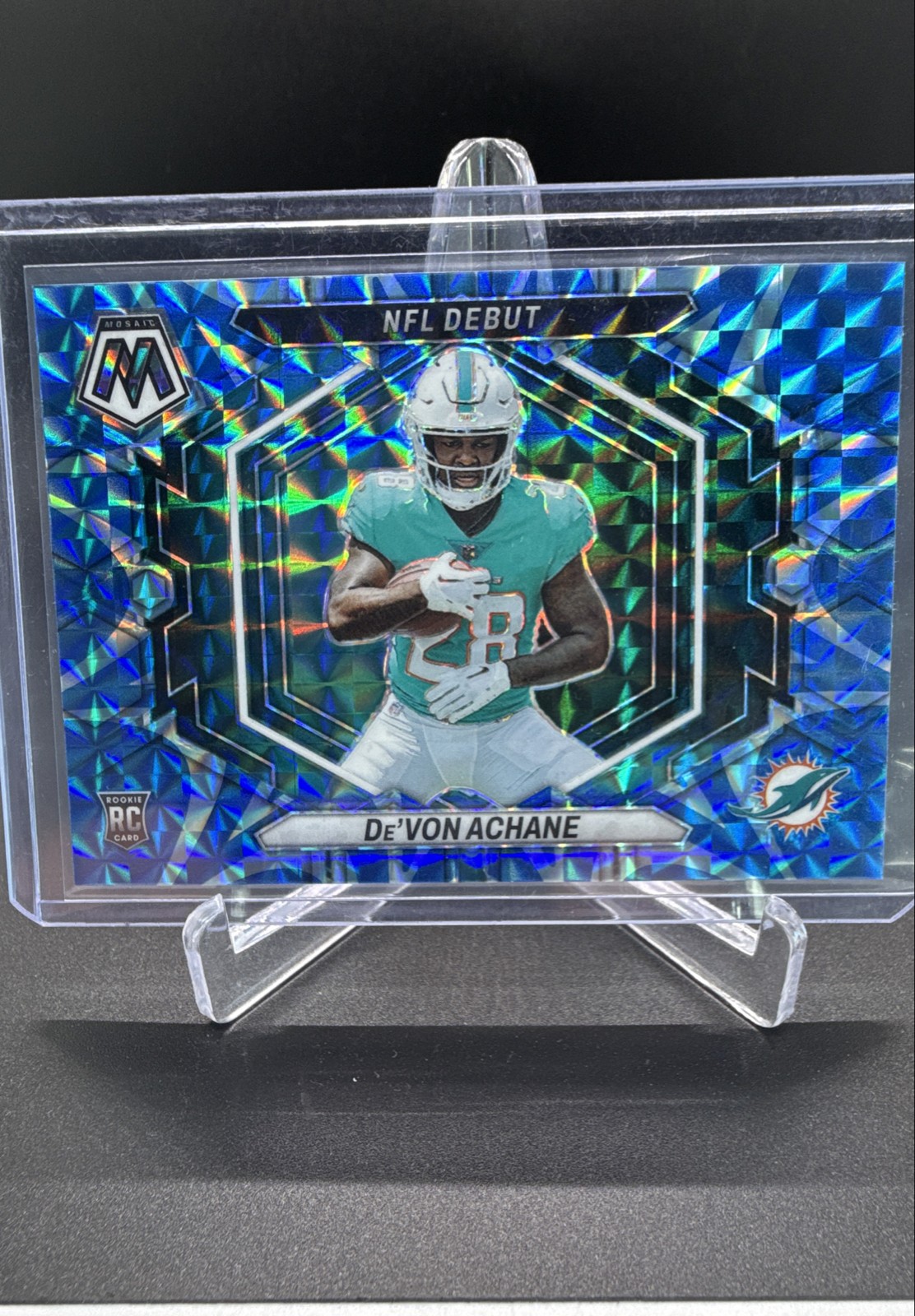 2023 Panini Mosaic - Nfl Debut De'Von Achane #ND-8 Reactive Blue Mosaic Prizm...