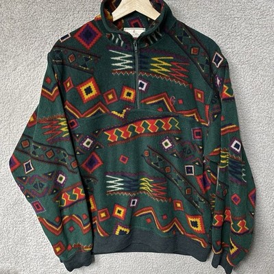 Conte Of Florence Vintage Fleece Italy retro Abstract Aztec print size medium