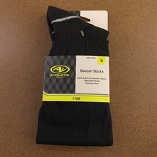 Athletic Works Small Youth 10-4.5 Black Over The Calf Soccer Socks 1 Pair NWT