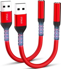 USB to 3.5mm Jack Audio Adapter 2-Pack , External Sound Card Converter STSAUX U