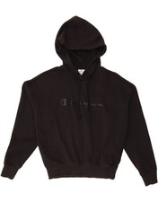 CHAMPION Womens Oversized Graphic Hoodie Jumper UK 10 Small Black Cotton AT03