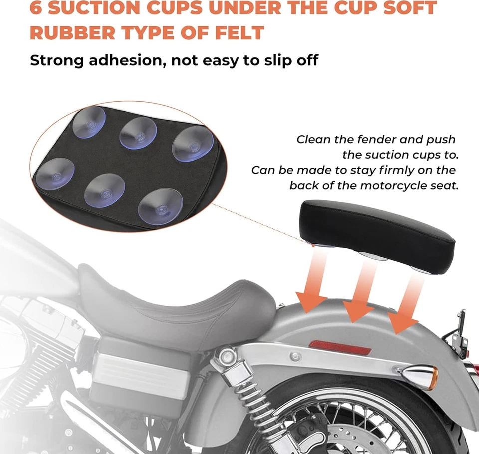 Almohadilla rectangular para pasajero Alpha Rider asiento 6 succión negra  Foto 4 de 4