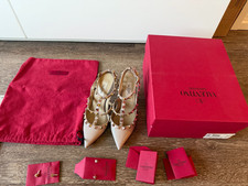 Valentino Rockstud T Strap Pump Poudre Patent Leather Heels US 6 EU 36 Italy EUC