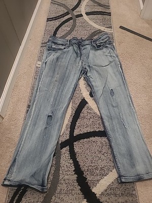 Ecko Unltd Athletic Fit Light Wash Faded Stretch Denim Jeans Straight Leg 38x30