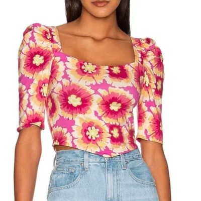 NWT Free People Sz L Give Me More Top in Pop Combo