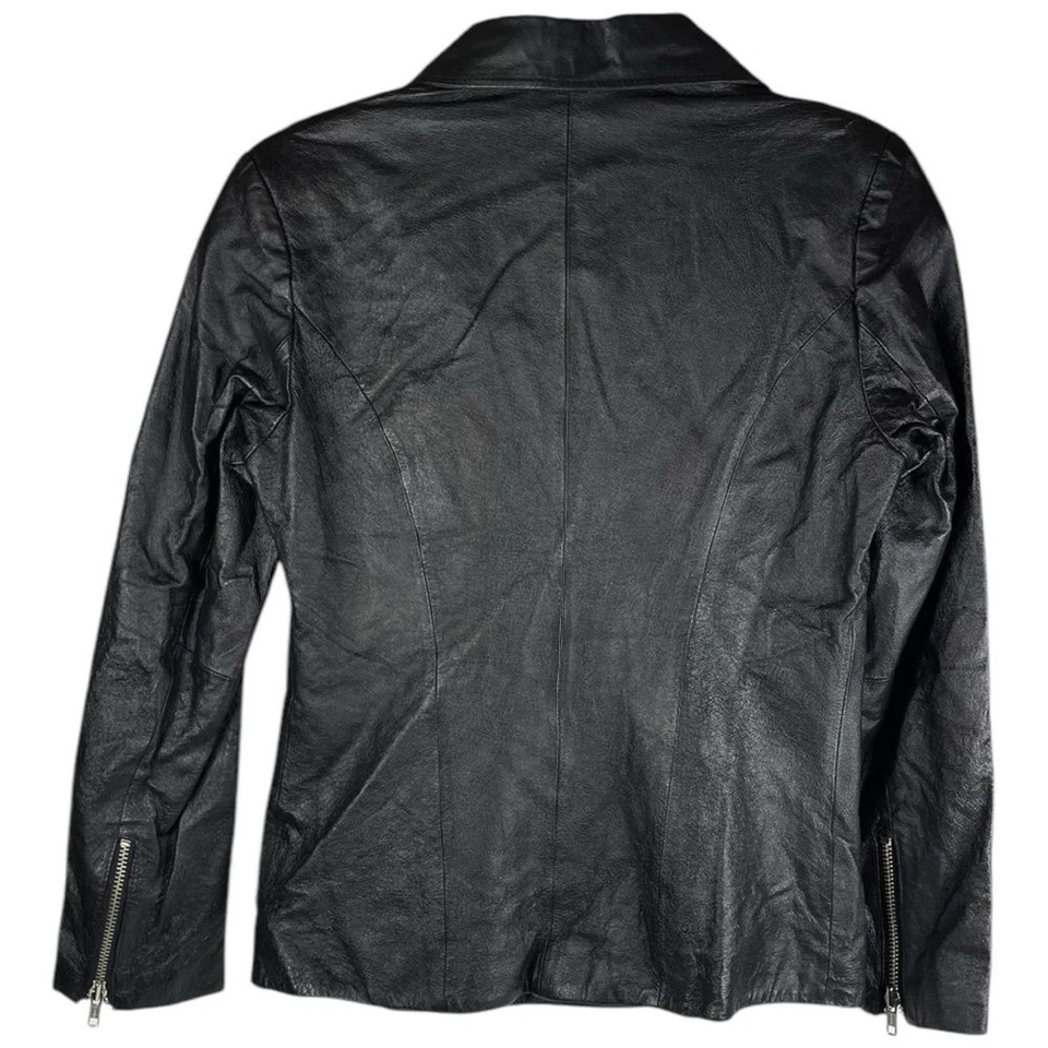 Metrostyle Mujer’s 6 Negro Cuero Asimétrico Cremallera Chaqueta Falda Conjunto Foto 3 de 4