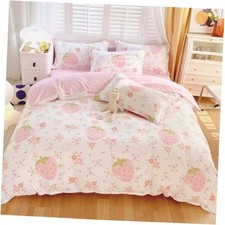 3pcs Cute Strawberry Duvet Cover Set Size for Kids Girls Twin Sweet Strawberry