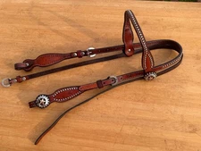 WEAVER LEATHER Silver Spotted Star Concho Western Horse Browband Headstall