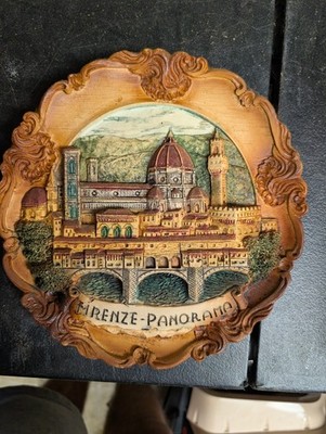 Vintage Hand Painted 3D Relief Plate - DUOMO FIRENZE Cathedral- Florence ITALY