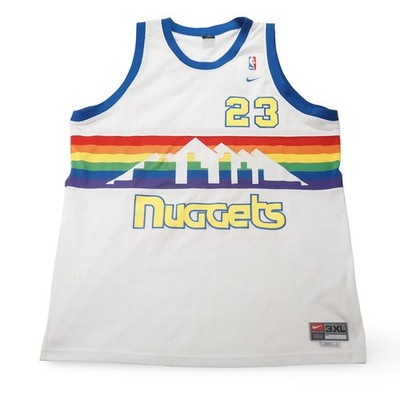 Nike Denver Nuggets Marcus Camby #23 Jersey Mens 3XL White Rainbow