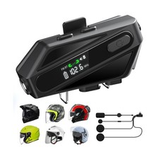 Cnyrbt Bluetooth Motorcycle Helmet Speakers, 2-Way Intercom, LED Screen, IPX6