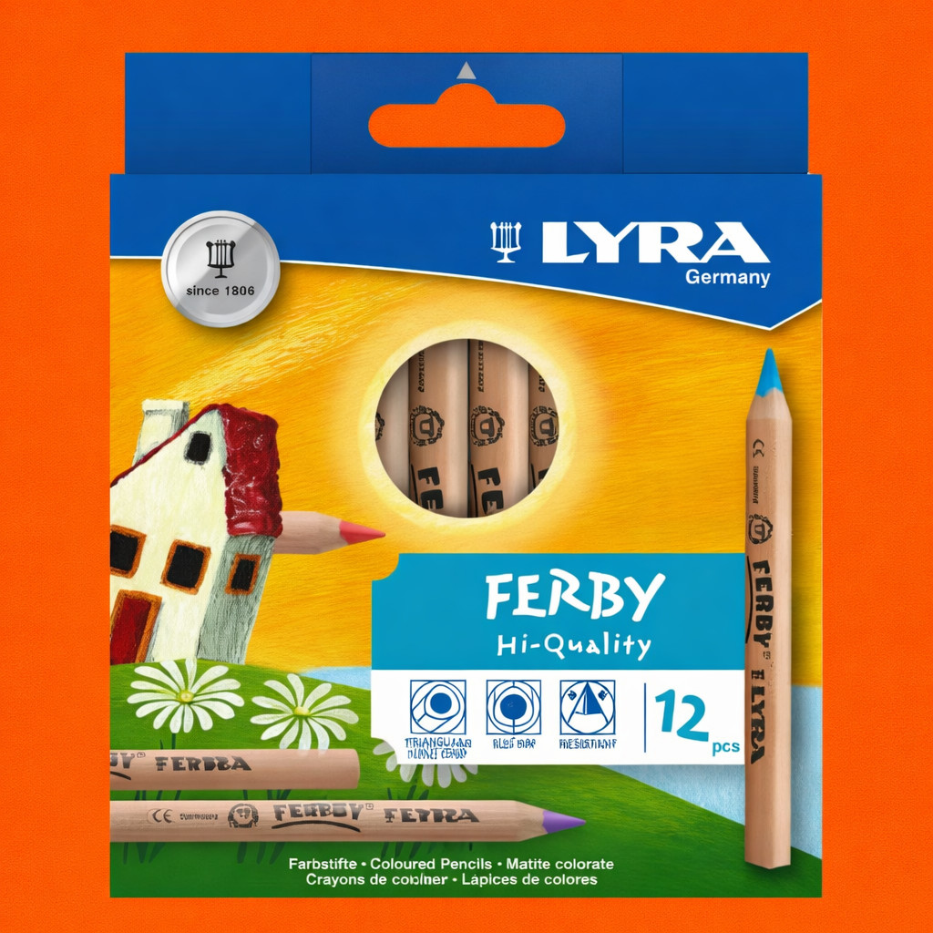 LYRA FERBY Triangular Chunky Colouring Pencils – 12 Pack • Easy-Grip 12 cm Kids